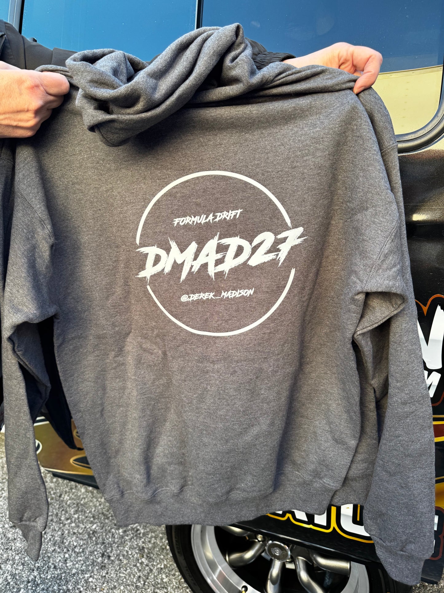 Gray Dmad circle hoodie