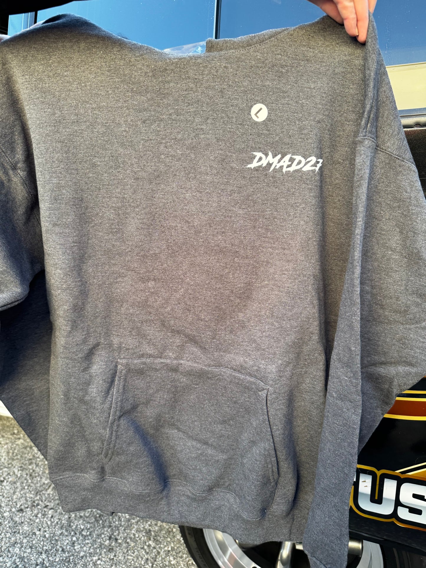 Gray Dmad circle hoodie
